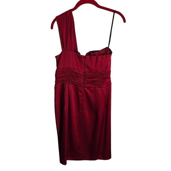 Nanette Lepore Knot So Fast Dress One-Shoulder Ruched Red Dress Size 10 - Picture 3 of 7